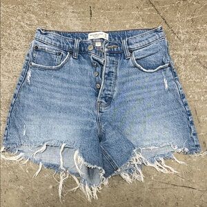Abercrombie “curve love” Blue Distressed Jean Shorts